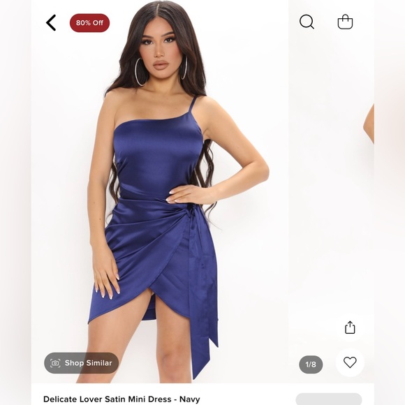 FASHION NOVA BLUE SATIN MINI DRESS - Picture 1 of 3